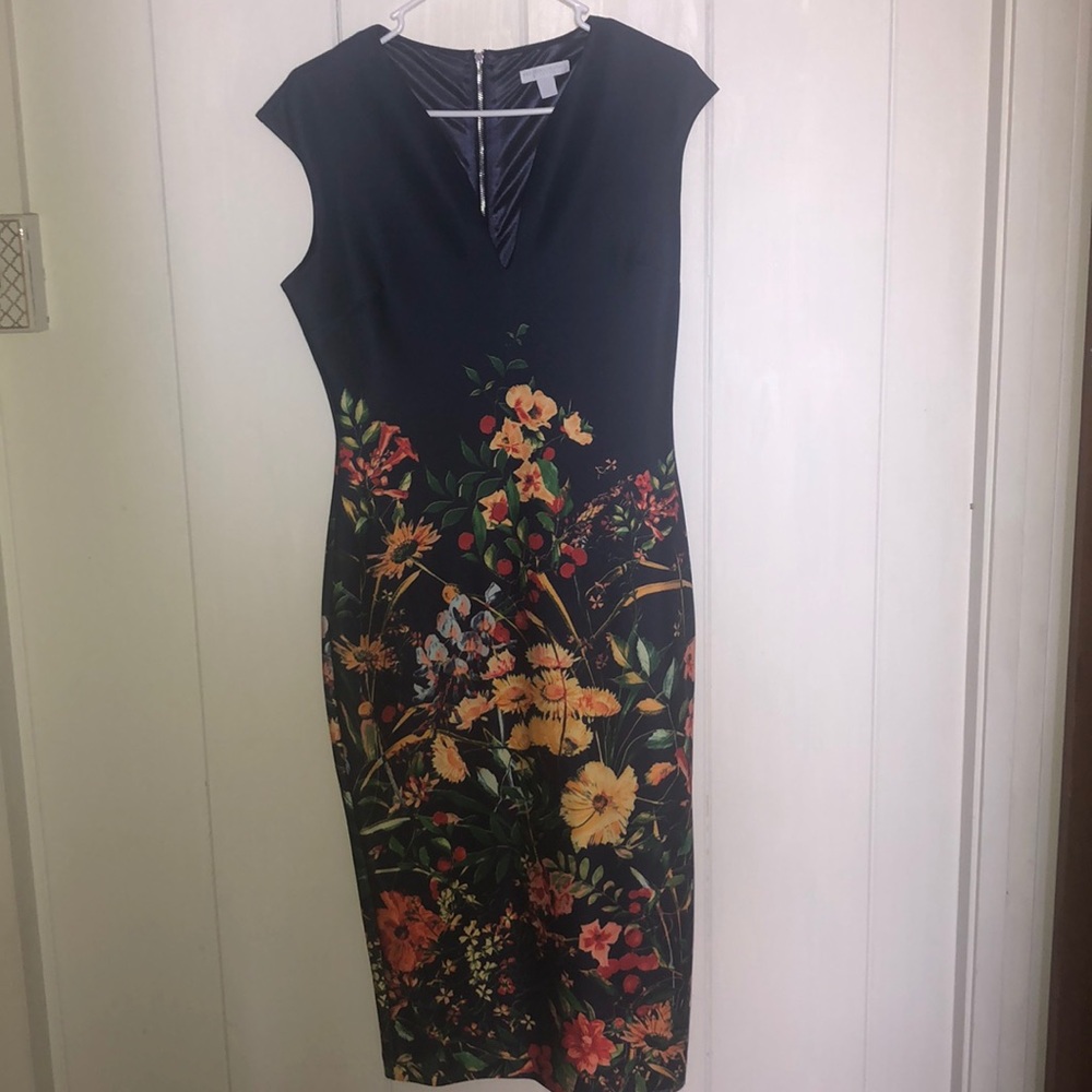 New York & Company S Navy Floral Dress